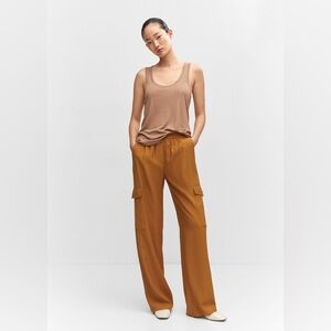 Mango Women's Brown Wide Leg Cargo Pants